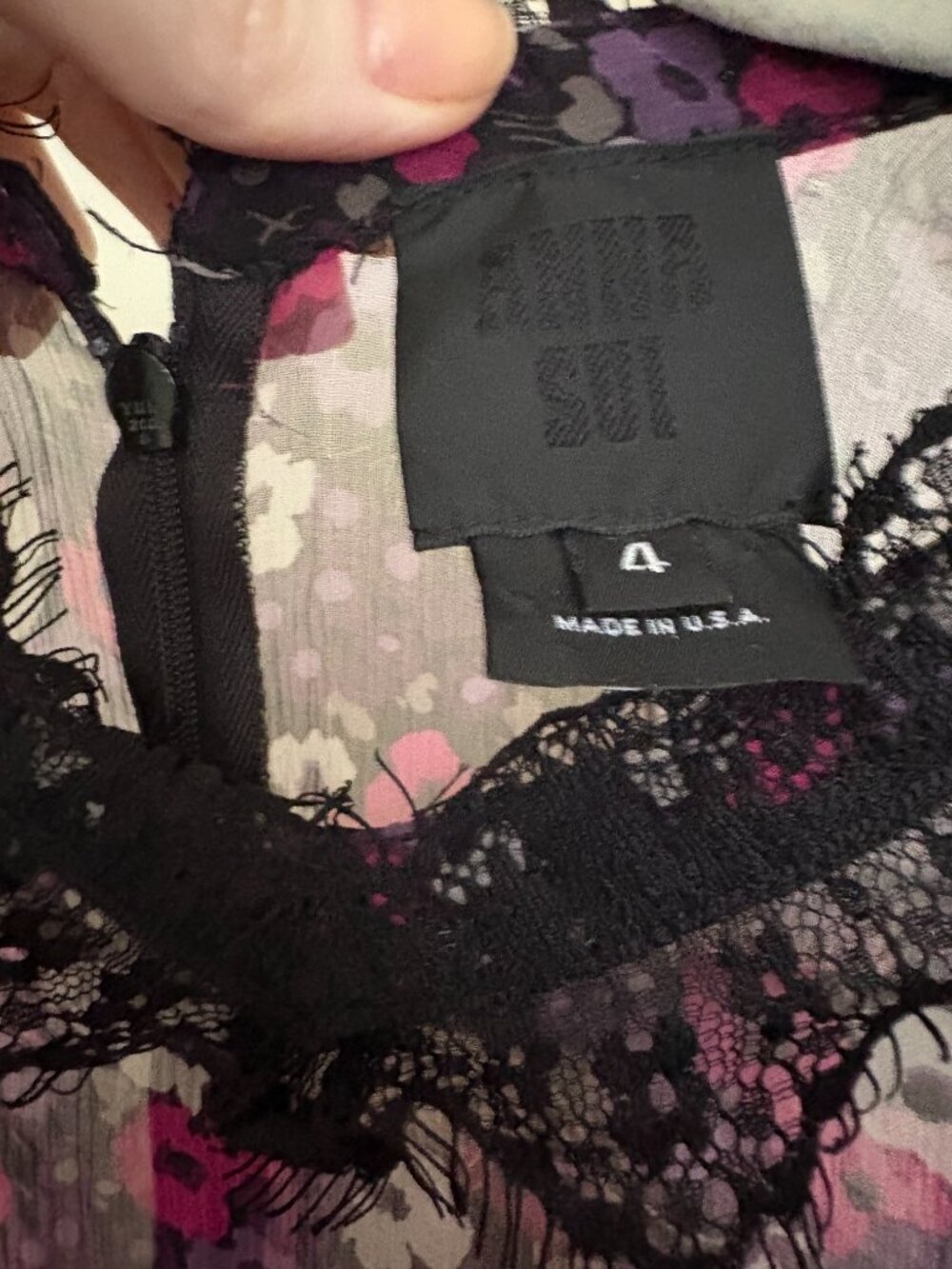 Floral & Lace Anna Sui Dress - Size 4 - Picture 2 of 3
